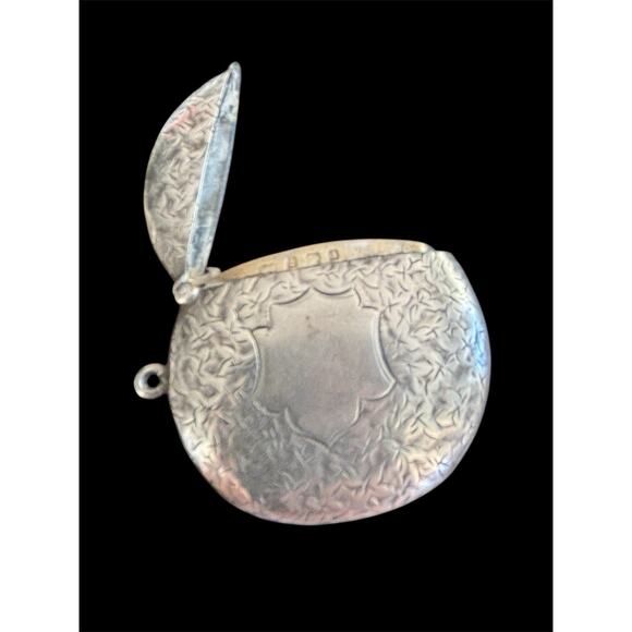 Ant Edwardian Sterling Silver Engraved Circular Vesta Match Case 1903 20.09g 925 - Picture 5 of 11